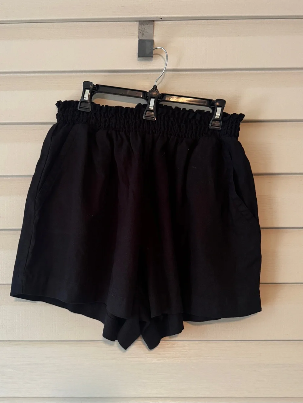 Ava & Viv Women’s Plus Black Linen Blend Elastic Waist Bermuda Shorts Size 1X